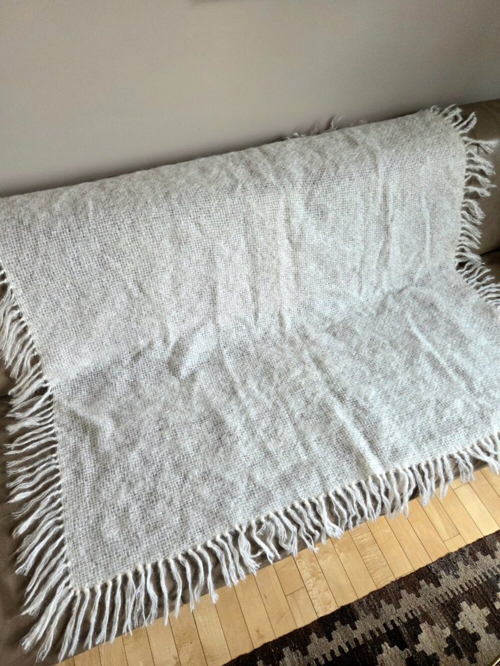 Mohair Beige Square Throw - Picture 4 of 5